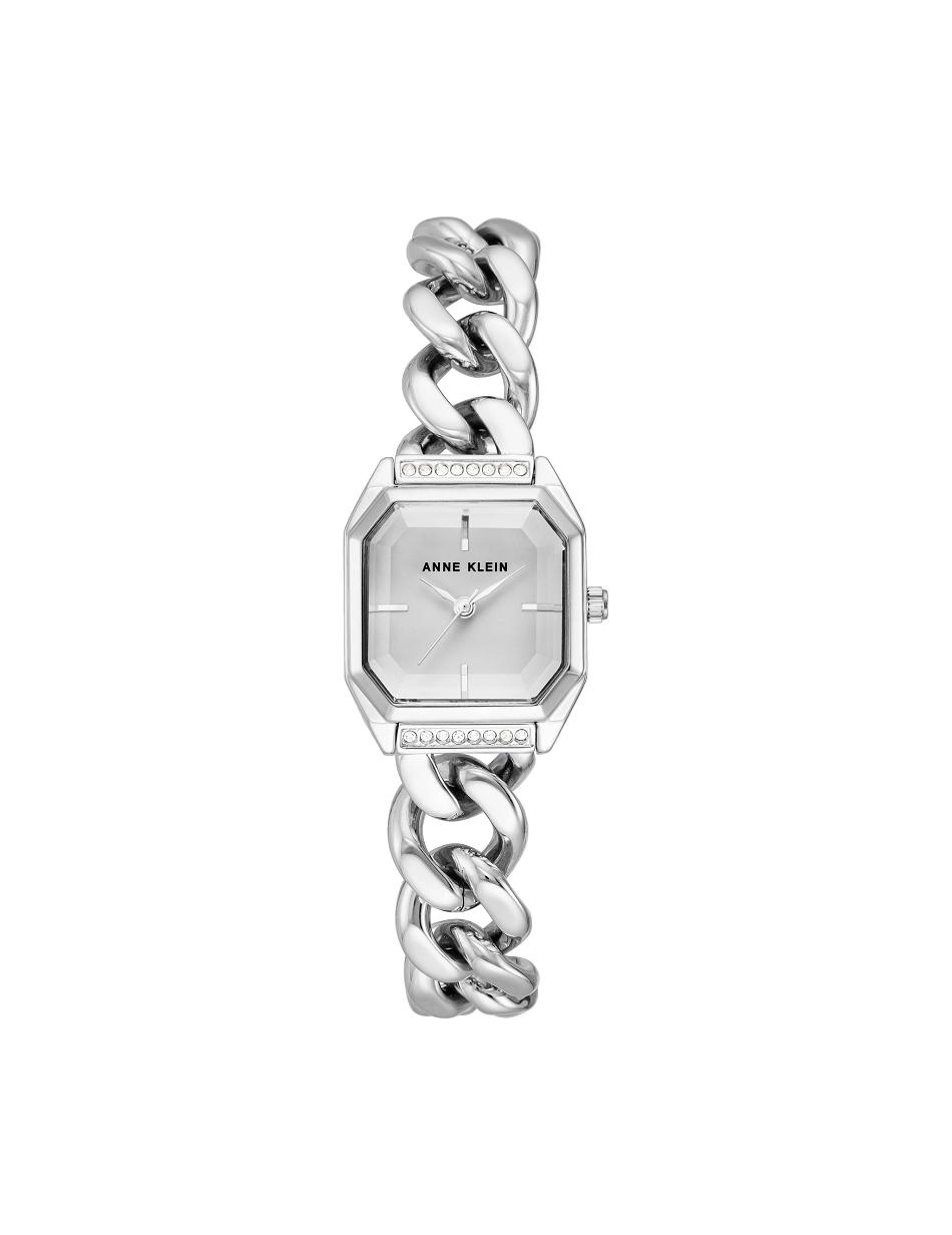 Les métaux Anne Klein Octagonal Crystal Accented Chain Bracelet Watch   | PYC-7250583